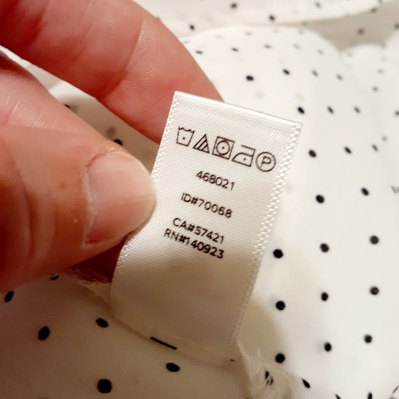 Loft White with Black Polka Dot Long Sleeve Blouse - Picture 9 of 9